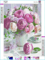Kingshalor 5D pintura de diamante perforación completa rosa rosa rosa flores en jarrón redondo de resina perforación bordados Dotz kits de diamante punto de cruz patrón de imagen arte suministros de arte hogar decoración de pared, 12 x 16 pulgadas - Arteztik
