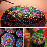 CINPIUK 42 Set de herramientas de punteo de mandala, pinceles de esponja, bandeja de pintura y bolsa de almacenamiento, kit de punteo para pintar rocas, manualidades, arte de uñas - Arteztik
