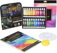 MEEDEN - Juego de pintura para acuarelas de 37 piezas, 24 x 0.4 fl oz, pinceles para acuarela, almohadilla para acuarela, paleta de acuarelas y esponja de arte, regalo perfecto para principiantes, estudiantes y niños - Arteztik
