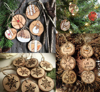 50 rebanadas de madera sin terminar redondas de madera natural de 2.4 in a 2.8 in con agujero preperforado y cuerda de 5.9 ft para manualidades de Navidad, decoración de fiestas y bodas - Arteztik
