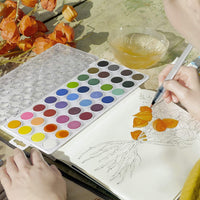 Bloque de colores 62 piezas de acuarela paquete de caja – Incluye | 36 piezas de acuarela para tarta | 12 juego de pinceles | 25 hojas de dibujo Pad | 12 piezas de acuarela juego de lápices | Suministros de arte para niños adultos suministros escolares - Arteztik
