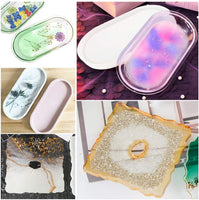 Molde de silicona para posavasos de Coofit, 2 piezas, molde de fundición ovalado, molde de resina epoxi con lentejuelas - Arteztik
