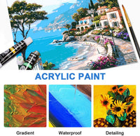 Juego de pintura acrílica, 45 piezas, suministros de pintura profesional, incluye 24 pinturas acrílicas, 16 pinceles de pintura con bolsa, cuchillo de pintura, esponja de arte y paleta de pintura, suministros de manualidades para adultos y niños - Arteztik
