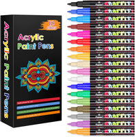 Bolígrafo de pintura acrílica, Emooqi, 18 colores, rotuladores para proyectos de bricolaje, impermeables, permanentes, para pintura de roca, cerámica, vidrio, lienzo, taza, madera, metal, punta fina de 0.028 in - Arteztik
