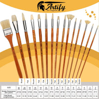 Artify - Juego de 15 pinceles profesionales para pintura al óleo con caja de transporte - Arteztik
