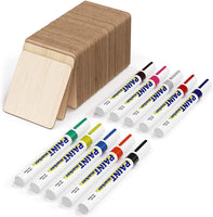 Cuadrados de madera sin terminar — Pack de 50 — Recortes de madera para manualidades — 4 x 4 pulgadas — Incluye 10 marcadores de pintura — Manualidades de bricolaje, Azulejos de Scrabble, Pintura, Mancha, Quemar, Posavasos — Para artesanos de todas las ed - Arteztik
