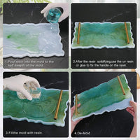 Molde de resina, moldes para moldes de resina y silicona con 1 bandeja de ágata de geodas y 3 asas doradas/plateadas, moldes para platos de ágata de geoda, para hacer tú mismo bandejas de ágata y tabla de servir. - Arteztik

