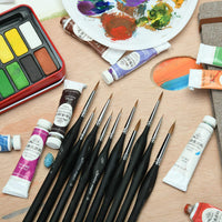 Juego de pinceles de pintura en miniatura para detalles de cabello de Sable, 10 unidades de pinceles de acuarela de visón siberiano para detalles finos y pintura artística, acrílico, modelos, uñas, Oi, modelos de manualidades de pintura de roca - Arteztik

