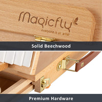 Magicfly Caballete de mesa de madera para pintar, caballete de escritorio ajustable con cajón de almacenamiento, 5 lienzos y 1 paleta de pintura, madera de haya, caballete de artista portátil, caballete de madera para dibujar - Arteztik

