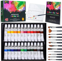 Juego de pintura de acuarela RISEBRITE para niños, 42 piezas, incluye pinturas de acuarela, pinceles, almohadilla de color de agua y más suministros de arte, kit de pintura de inicio perfecto para artistas principiantes - Arteztik
