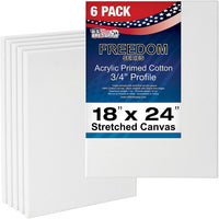 U.S. Art Supply - Lienzo estirado de 18.0 x 24.0 in, 12 onzas, imprimado, paquete de 6, profesional blanco en blanco de 0.7 in, perfil pesado, Gesso sin ácidos, paquete a granel, pintura, vertido de acrílico, pintura al óleo - Arteztik
