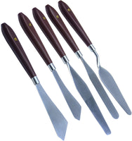5 cuchillos de pintura de Aokbean Art acrílico, herramientas de pintura al óleo, mango de madera, paleta de espátula, cuchillo con cuchillas finas y flexibles - Arteztik
