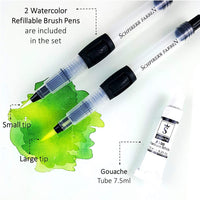 SCHPIRERR FARBEN Art Supplies - Juego de acuarelas para viaje (48 acuarelas, 20 hojas de papel de acuarela de 8.11 oz/m², 2 pinceles de acuarela, 1 paleta de acuarela de mezcla) - Arteztik
