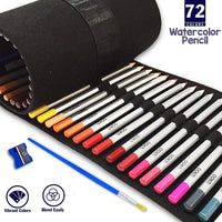 Lápices de acuarela – Lápices para colorear en seco/acuarela de pintura húmeda – Lona Lápiz de lana, pincel de acuarela y sacapuntas para el juego completo de artistas - Arteztik
