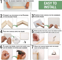 ARTIQO Bastidores para lienzos y para hacer manualidades, marco de lona, fácil de montar, kits de marco al óleo para galería, barras de madera para pinturas al óleo, impresiones, pintura por números y pósteres
