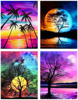 Cskunxia 4 Pack 5D DIY Diamond Painting Kit Full Drill Crystal Embroidery Painting Cross Stitch Arts Crafts for Home Wall Decor, 11.8 x 15.7Inches Without Frame - Arteztik
