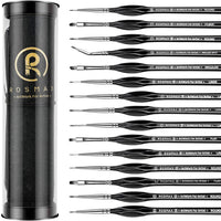 Rosmax - Juego de 15 pinceles de pintura acrílica en miniatura, detalles finos para acrílicos, aceites, acuarelas y más, pelo de nailon, color negro - Arteztik
