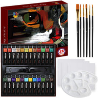 Mancola Art Supplies Acrylic Paint Set - 24 Colors in Tubes(12ml, 0.4 oz) Non Toxic Non Fading,Rich Pigments for Painters, Adults & Kids, Ideal for Canvas Wood Clay Fabric Ceramic Craft Supplies - Arteztik
