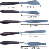 5 cuchillos de pintura de Aokbean Art acrílico, herramientas de pintura al óleo, mango de madera, paleta de espátula, cuchillo con cuchillas finas y flexibles - Arteztik
