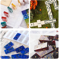 Moldes de resina Domino, 2 piezas de 14 cavidades Domino doble seis moldes de resina epoxi, moldes de silicona DIY para dominó personalizados, moldes de juego de dominó de silicona - Arteztik
