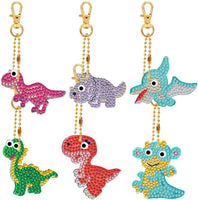 Konsait - Juego de 6 llaveros de pintura de diamante para niños y adultos, forma de dinosaurio 5D, kit completo para hacer mosaico de diamantes de imitación, pintura de diamante, llavero para niños, dinosaurios, cumpleaños, Jurásico, regalo para fiestas d - Arteztik
