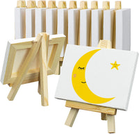 Set de caballetes de lona de 3 x 4 pulgadas de Fixsmith, paquete de 12 unidades, contiene 12 mini lienzos y 12 mini caballetes pequeños, lienzos en blanco estirados y caballetes de madera para pintar, manualidades, dibujo, decoración - Arteztik
