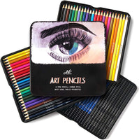 Juego de 72 lápices de arte con 15 bocetos, 24 colores al óleo, 24 acuarelas y 9 lápices de carbón. Para principiantes, adultos y profesionales. - Arteztik
