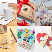 Jetika - Placas de madera sin terminar para manualidades y artes, cuadradas y redondas en blanco para bricolaje, piezas de madera natural para posavasos, azulejos, pintura, tallado, adornos (100 piezas) - Arteztik
