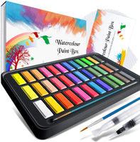 Emooqi - Juego de pintura de acuarela con 36 colores de pigmento, 2 bolígrafos de línea de gancho, 2 pinceles de agua, almohadilla de papel de acuarela, para artistas, pintura, profesionales, principiantes - Arteztik
