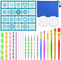 Mandala Dotting Tool Kit de arte, Audab 42 piezas Mandala Rock Dotting Set con plantillas de plantilla, Stylus Pen bandeja de pintura y pinceles de pintura para Mandala Rock Painting - Arteztik
