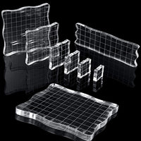 7 piezas de bloques de sellos de acrílico transparente con cuadrícula y agarre, bloques de sellos decorativos para álbumes de recortes, manualidades, manualidades y adornos - Arteztik

