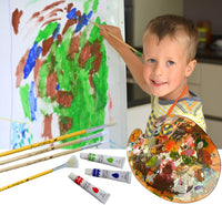 daveliou Pintura Pinceles & Paleta – Juego de 12 pinceles – 12 acrílico no tóxico pinturas – Paleta de madera - Arteztik
