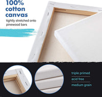 Canvas Boards for Painting | 11x14 / 7 Pack - 5/8 Inch Profile 100% Cotton Pre Primed Stretched Canvas, Art Supplies for Acrylic Paint, Oil Painting - Arteztik
