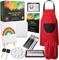 Juego de pintura acrílica RISEBRITE para niños, 47 piezas, incluye pintura no tóxica, caballete de mesa, pinceles de pintura, lienzo, almohadilla de pintura y más suministros de arte para niños - Arteztik
