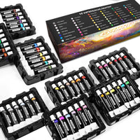 Emooqi - Juego de 48 pinturas de acuarela de colores vibrantes de alta calidad, kit de pintura de pigmento, incluye 3 pinceles, ideal para niños, adultos, artistas, pintura profesional sobre lienzo, madera, arcilla, tela, cerámica - Arteztik

