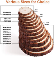 Fuyit - Juego de 30 rebanadas de madera natural para manualidades (2,4 a 2,8 pulgadas), diseño de círculos de madera sin terminar con agujero - Arteztik
