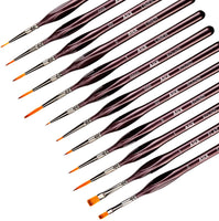 AIEX - Juego de 9 pinceles de pintura en miniatura para acrílico, acuarela, aceite, cara, uñas, escala de pintura de modelo, línea de dibujo (negro) - Arteztik
