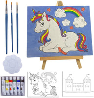 Juego de pintura y caballete para niños – Kit de pintura acrílica de 14 piezas, 6 pinturas lavables no tóxicas, 1 caballete de madera, 2 lienzos preestancados de 8 x 10 pulgadas, 3 pinceles, paleta, tabla de mezcla de colores suministros para manualidades - Arteztik
