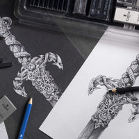 Juego de lápices para dibujar y bosquejar, 26 piezas de Castle Art Supplies. - Arteztik
