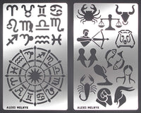 Aleks Melnyk 29 diario plantilla Metal/Signos del zodiaco, Astrología/Planificador de acero inoxidable Set plantillas diario/cuaderno/diario/bujo/Scrapbooking/manualidades/bricolaje, dibujo plantilla plantilla - Arteztik
