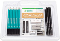 Juego de lápices de dibujo, dibujo y lápices de carbón. Incluye 100 hojas de dibujo y borrador de rodillas. Kit de arte y suministros para niños, adolescentes y adultos. - Arteztik
