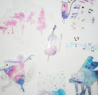 Pegatinas de piano, notas musicales, niña de baile, ángel dorado azul (60 piezas) para decoración de álbumes de recortes, calendarios, arte, manualidades, álbum, diario de balas, pegatinas de carta. - Arteztik
