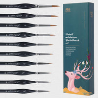 Juego de pinceles de pintura en miniatura para detalles de cabello de Sable, 10 unidades de pinceles de acuarela de visón siberiano para detalles finos y pintura artística, acrílico, modelos, uñas, Oi, modelos de manualidades de pintura de roca - Arteztik
