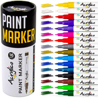 Juego de rotuladores acrílicos con 16 rotuladores acrílicos vibrantes, punta extrafina, no tóxico, tinta opaca - Arteztik
