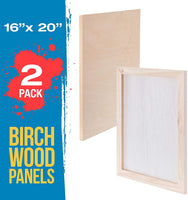 U.S. Art Supply - Lote de 2 lienzos de madera de abedul para pintar madera de abedul de 16.0 x 20.0 in, acrílico, aceite, acuarela, endémico - Arteztik
