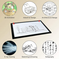 Tablero de luz A4 portátil de trazado caja de luz magnética de dibujo tablero de luz de dibujo caja de luz para trazar Bloc de dibujo de luz de la almohadilla de dibujo de la luz de la mesa de crickut Light Pad tableta de luz para trazar, bocetos - Arteztik
