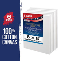 US Art suministro gratuito 6 x 8 inch ácido calidad profesional Perfil lona 6-Pack – 3/4 12 onza PRIMED Gesso – (1 Full Caso de 6 Individuales Lienzos) - Arteztik
