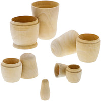 Juego de 5 muñecas de madera sin pintar para manualidades, pintura, 5 tamaños - Arteztik
