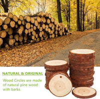 Ticiosh - Juego de 35 rebanadas de madera natural para manualidades (2.8 – 3.1 pulgadas), diseño de madera sin terminar con agujeros para manualidades, decoración de boda, adornos de Navidad, rebanadas de madera - Arteztik
