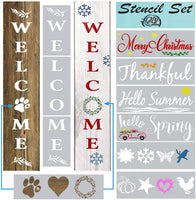 Plantillas de bienvenida grandes para pintar en madera reutilizables – Letrero de bienvenida vertical para la puerta delantera y exterior del porche – Juego de plantillas de bienvenida – Plantillas de letras de casa de campo para letreros, paredes y decor - Arteztik
